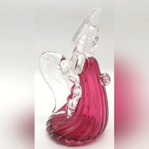 Vintage Rossi cranberry and clear handblown angel - Picture 3 of 6